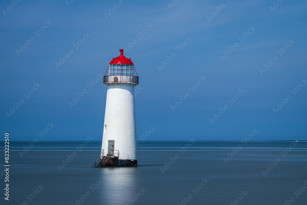 A long exposure of the Point of Ayr Lighthouse, Talacre, Wales, UK.