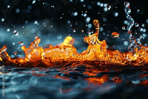 Fire and water splash close-up on surface © Sandu