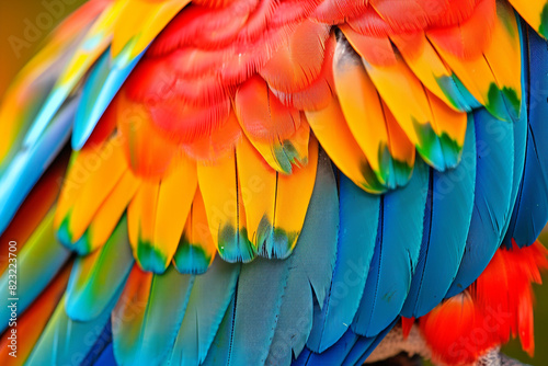 Vibrant Macaw Feather Detail - A Symphony of Colors in Nature  © xadartstudio
