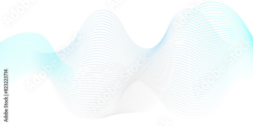 Vector isolated abstract blue digital blend wave lines technology. Modern minimal gradient white flowing wave lines and glowing moving lines. Futuristic technology and sound wave lines background.