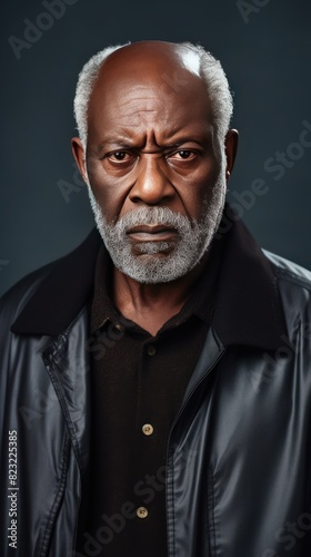 Mint background sad black american independent powerful man. Portrait of older mid-aged person beautiful bad mood expression isolated on background racism skin