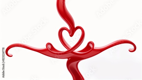 3D render of red liquid forming heart shape