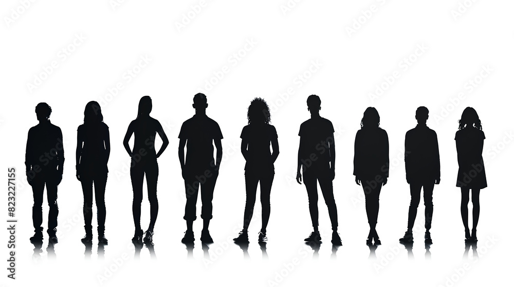 silhouette group of people isolated on white background silhouette group of people isolated on white background