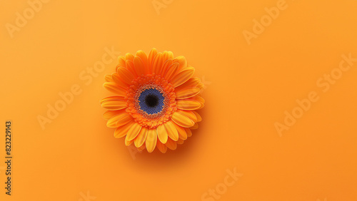 Schöne einzelne Blume in orange auf orangenen Hintergrund in Nahaufnahme als Druckvorlage und Poster
