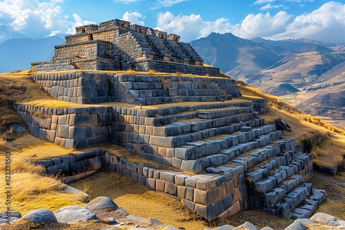 Sacsayhuamn's Inca Legacy Italian Scholars Study Peru's Monumental Ruins Contemplating Ritual Ceremonial Functions of Sacsayhuamn Reflecting Spiritual Connection Between Inca Civilization Andean Lands photo