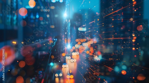 Digital Connection Technology in a Smart City at Night