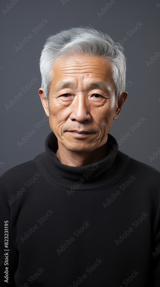 Silver background sad Asian man. Portrait of older mid-aged person beautiful bad mood expression boy Isolated on Background depression anxiety fear burn out health