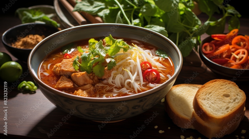 Bowl of aromatic Vietnamese bun rieu Bowl of aromatic Vietnamese bun rieu