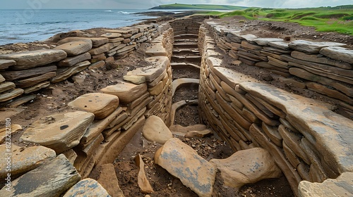 Skara Brae's Neolithic Village American Archeologists Excavate Scotland's Prehistoric Settlement Unveiling Stone Houses Intricate Passageways of Orkney's Ancient Community Reflecting Ingenuity Resilie photo