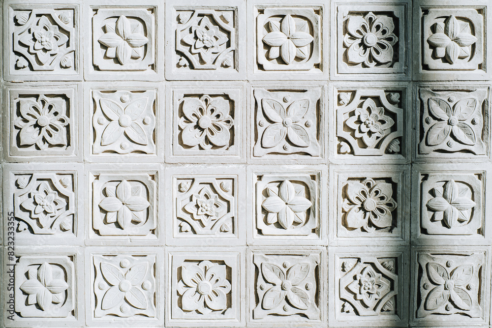 Tropical Carved Square Panel Wall