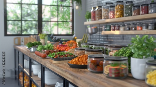 a meal prep workshop in collaboration with a nutritionist and a patient  demonstrating batch cooking techniques  meal planning strategies