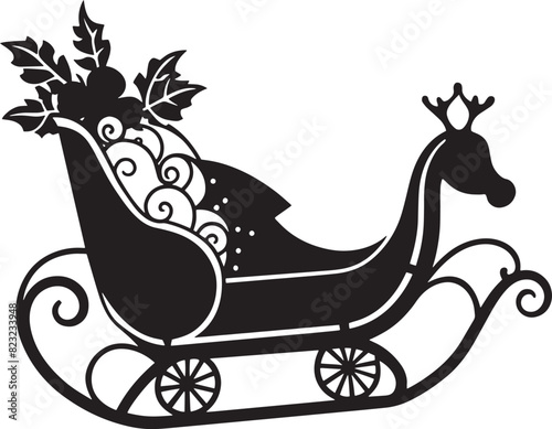 sleigh with reindeer illustration isolated on white background 