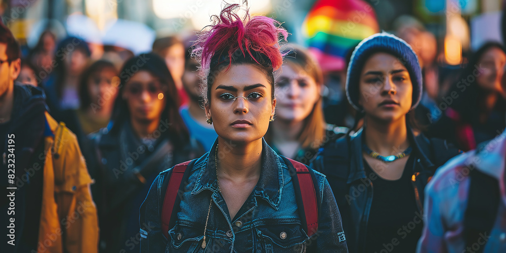 Marching for transgender rights: A diverse group of trans individuals Marching for transgender rights: A diverse group of trans individuals