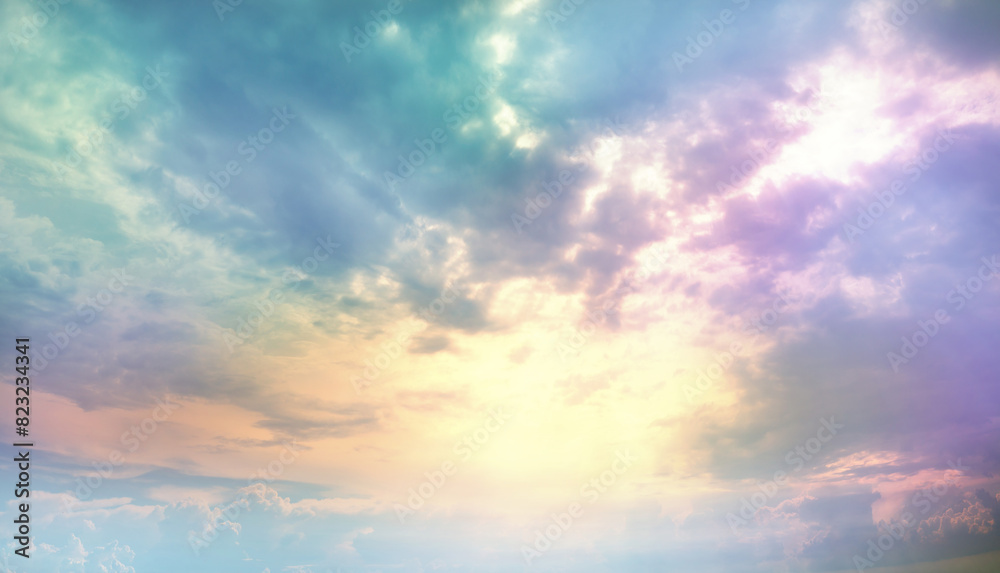 Soft pastel colorful bright cloud sky background, abstract magical soft color background concept