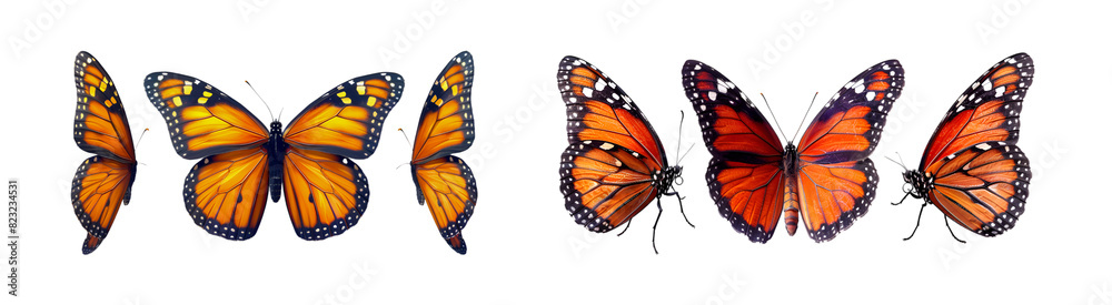 Fototapeta premium Butterfly collection on transparent background
