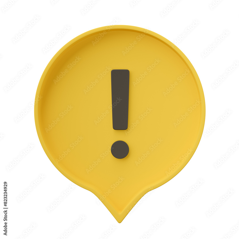 3D exclamation mark icon, Yellow warning sign symbol alert safety danger caution illustration icon security isolated on transparent background 3D exclamation mark icon, Yellow warning sign symbol alert safety danger caution illustration icon security isolated on transparent background