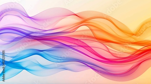  an abstract bright, flowing lines of color, including blue, green, yellow, orange, and pink.