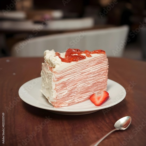 strawberry cake on the table ,dessert delicious