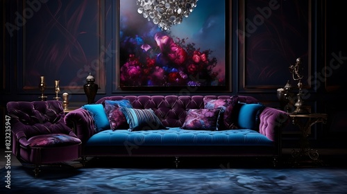 Jeweled Opulence: A Fusion of Opulent Jewel Tones Mingling on the Sofa