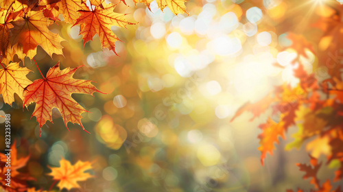 Autumn background with border of orange gold and red m