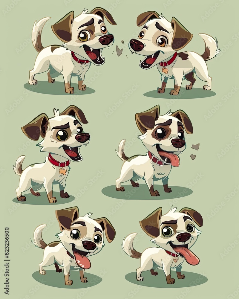 Charming Canine Companions A Delightful Parade of Playful Pups in Vibrant Cartoon