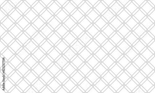 Grey outline elongated hexagon in diamond shape seamless pattern. Vector Repeating Texture.