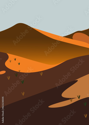 dune, paysage, sable, desert