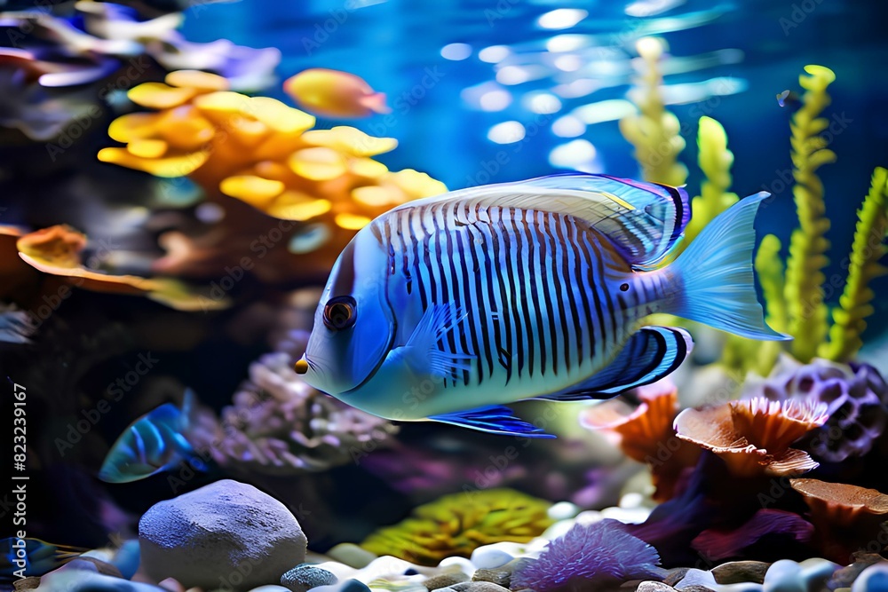 Obraz premium A beautiful of a aquarium with fishes and corals.