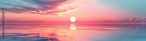 Blue sea sky sunset horizon flat design side view tranquil evening theme water color Analogous Color Scheme