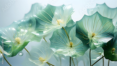 Digital transparent light lotus leaf plant abstract PPT background