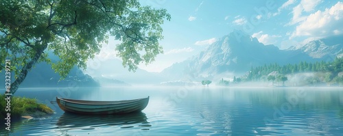 Peace and serenity tranquil lake flat design front view calm waters theme animation vivid