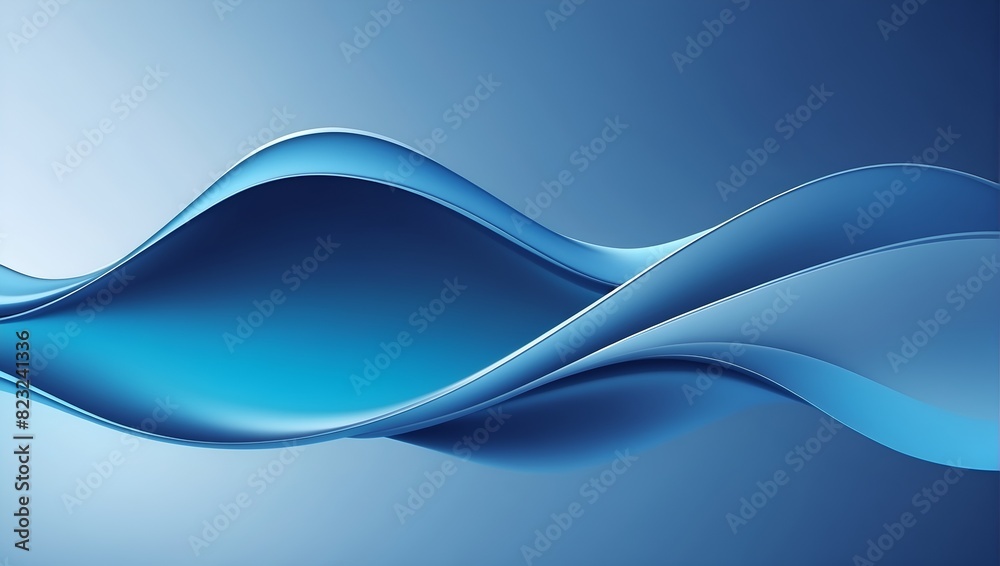 Abstract luxury blue wave lines background with copy space. Smooth elegant liquid waves	