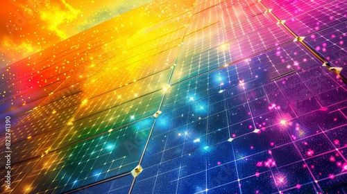 Colorful futuristic digital background with abstract grid patterns. Perfect for technology, innovation, and energy-related projects.