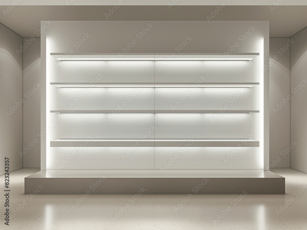 an empty display stand in a retail store setting for product showcase