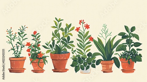 potted plants of various types and sizes