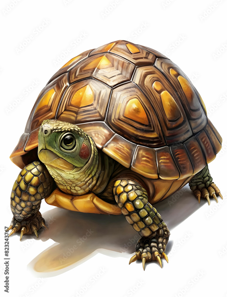 Fototapeta premium common box turtle isolated on white