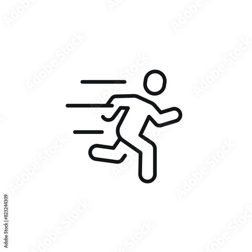 Man running. Physical training linear icon. Thin line customizable illustration. Contour symbol. Vector isolated outline drawing. Editable stroke