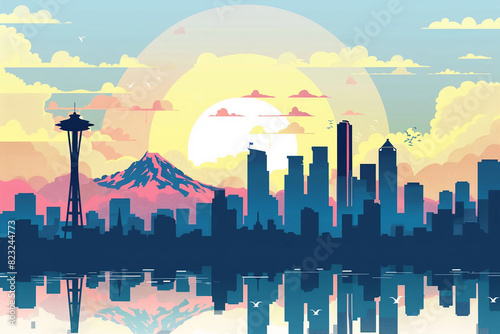 Seattle city vector skyline
