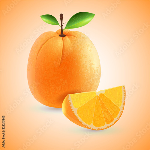 Fresh Orange Fruits with slice Background Vector