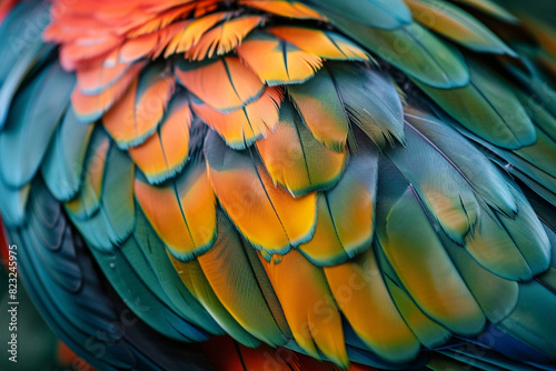 Vividly colored bird feathers, a close-up that speaks to the richness of avian species and the threat of their decline  © xadartstudio