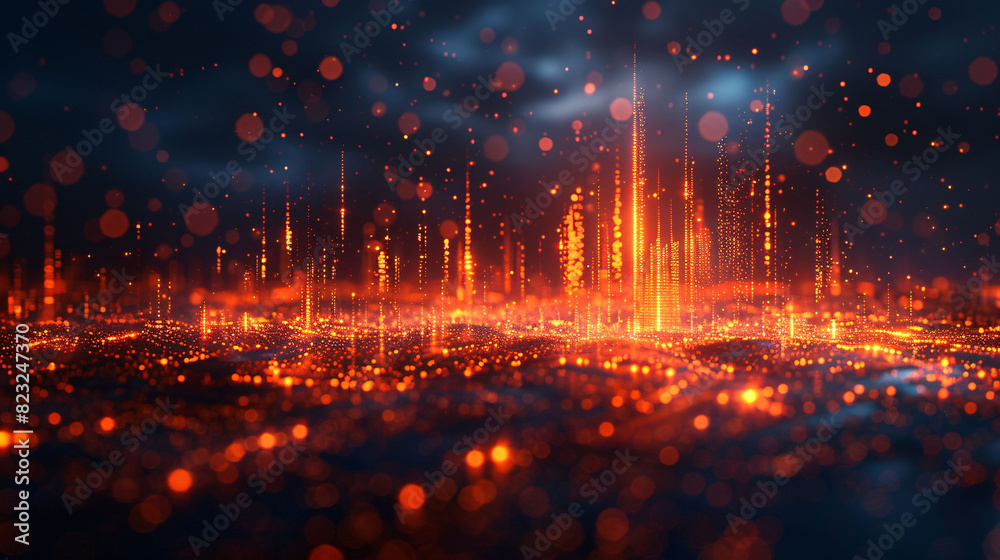 Fototapeta premium Abstract light three-dimensional luminous particles technology sense KV main visual background