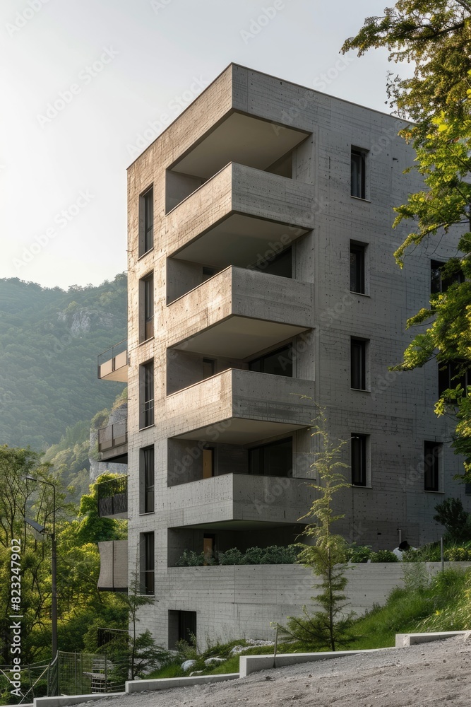 Rectangular forms residential building, Apartments with gardens Rectangular forms residential building, Apartments with gardens
