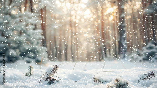 Beautiful background image of a snowy morning winter f photo