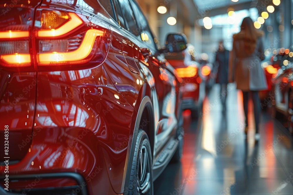 A row of red cars in the parking lot