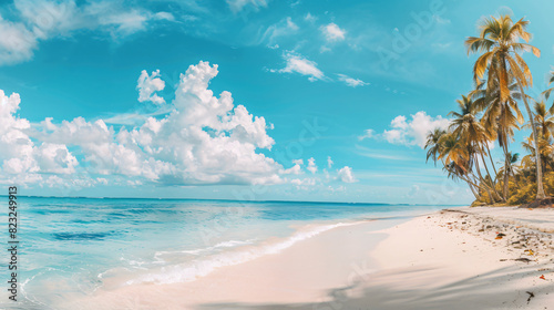 Beautiful beach with white sand turquoise ocean green