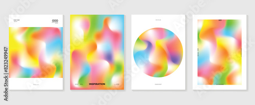Abstract fluid gradient poster background vector. Minimalist style cover template with circle shapes, colorful and liquid color. Modern wallpaper design perfect for social media, card, flyer.