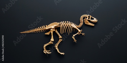 Dinosaur Skeleton on Black Background