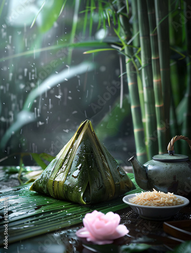 Dragon Boat Festival Zongzi 3D Chinese traditional festival food 3D illustration