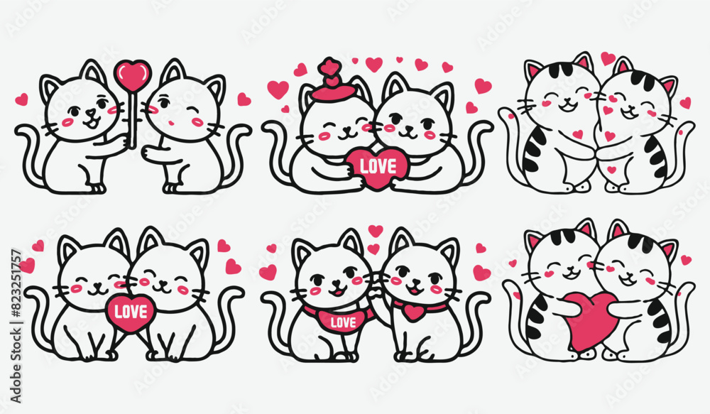 Hand Drawn Cute Cat Valentine's day vector design Hand Drawn Cute Cat Valentine's day vector design