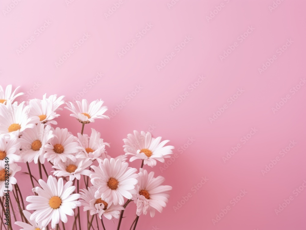 pink flowers daisies on a white background, International Women's Day background, 8 march pink flowers daisies on a white background, International Women's Day background, 8 march
